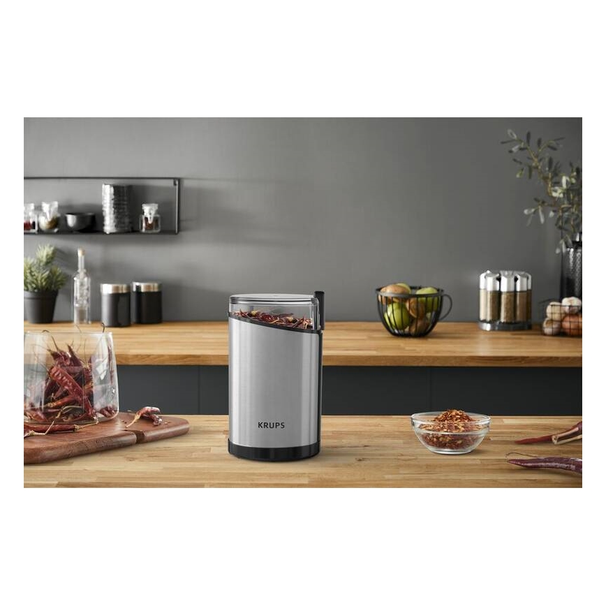 Krups - Elektryczny młynek do kawy 85g FAST-TOUCH 200W/230V matowy chrom