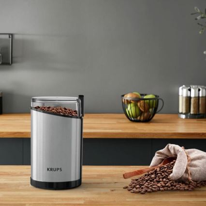 Krups - Elektryczny młynek do kawy 85g FAST-TOUCH 200W/230V matowy chrom
