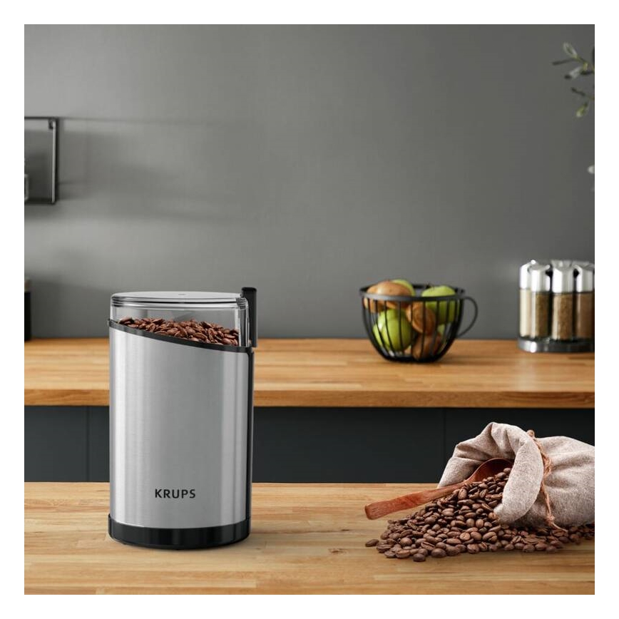 Krups - Elektryczny młynek do kawy 85g FAST-TOUCH 200W/230V matowy chrom
