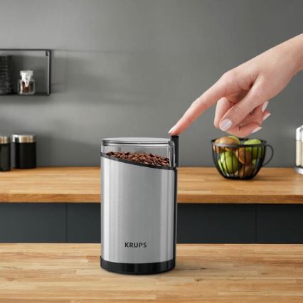 Krups - Elektryczny młynek do kawy 85g FAST-TOUCH 200W/230V matowy chrom