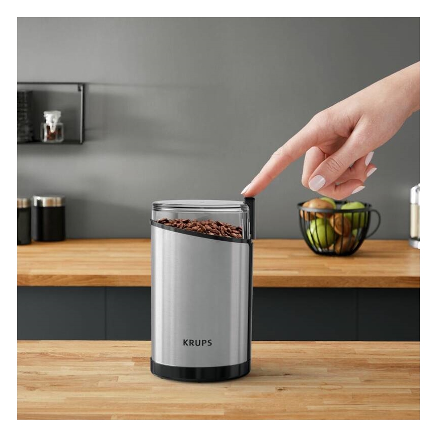 Krups - Elektryczny młynek do kawy 85g FAST-TOUCH 200W/230V matowy chrom