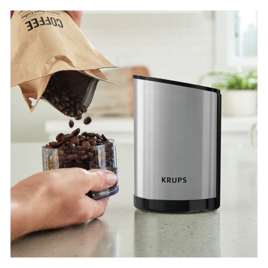 Krups - Elektryczny młynek do kawy 85g FAST-TOUCH 200W/230V matowy chrom