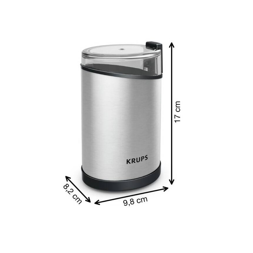 Krups - Elektryczny młynek do kawy 85g FAST-TOUCH 200W/230V matowy chrom