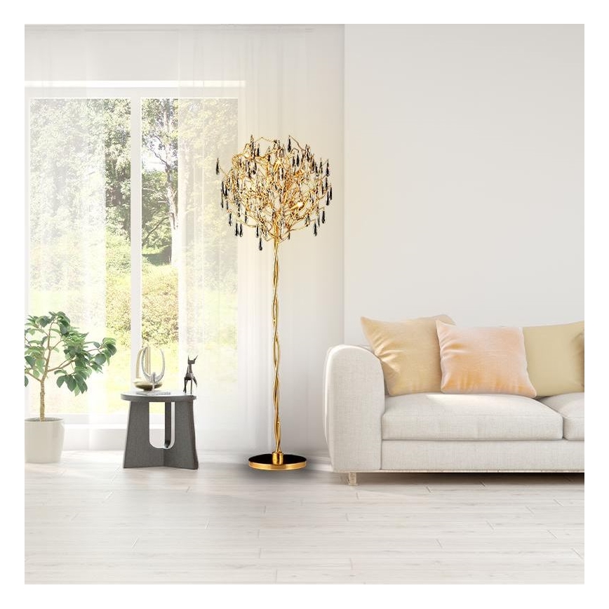 Kryształowa lampa stojąca 5xG9/40W/230V złota