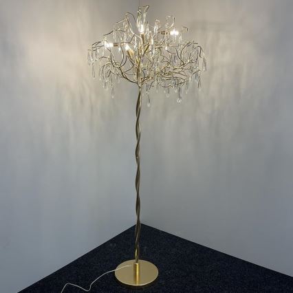 Kryształowa lampa stojąca 5xG9/40W/230V złota