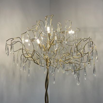 Kryształowa lampa stojąca 5xG9/40W/230V złota