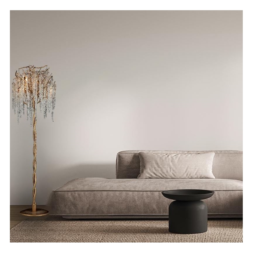 Kryształowa lampa stojąca 5xG9/40W/230V złota