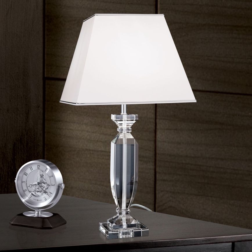 Kryształowa lampa stołowa POKAL 1xE27/60W/230V biała/przezroczysta