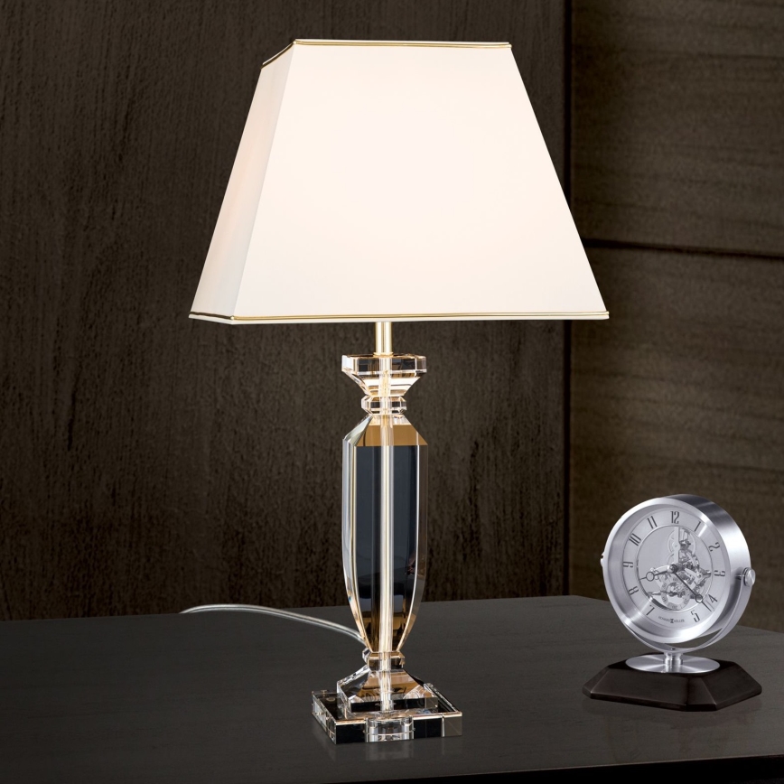 Kryształowa lampa stołowa POKAL 1xE27/60W/230V kremowa/przezroczysta