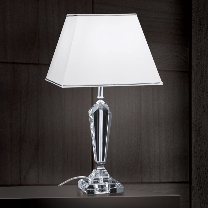 Kryształowa lampa stołowa VERONIQUE 1xE27/60W/230V biały/przezroczysty