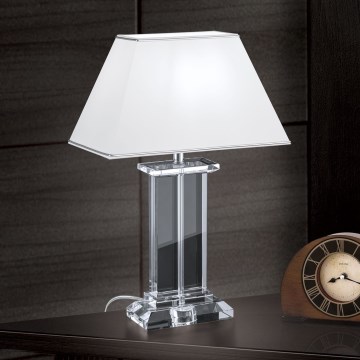 Kryształowa lampa stołowa VERONIQUE 1xE27/60W/230V biały/przezroczysty