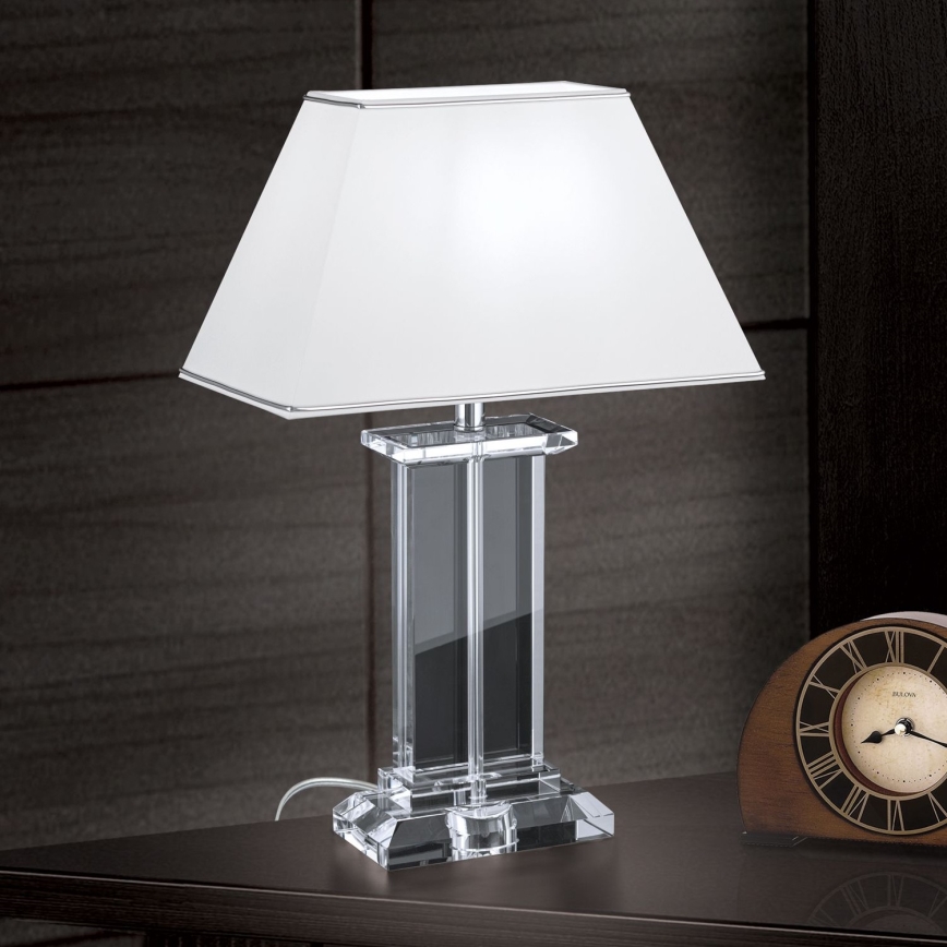 Kryształowa lampa stołowa VERONIQUE 1xE27/60W/230V biały/przezroczysty