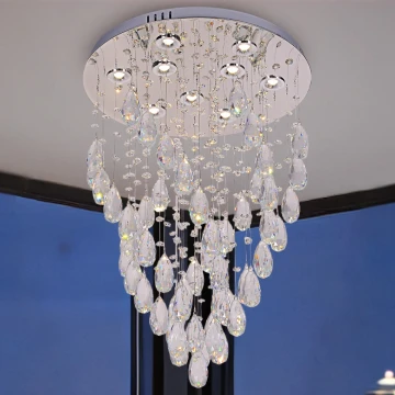Kryształowa lampa sufitowa LED MAJURO LED/30W/230V śr. 45 cm chrom błyszczący + pilot zdalnego sterowania