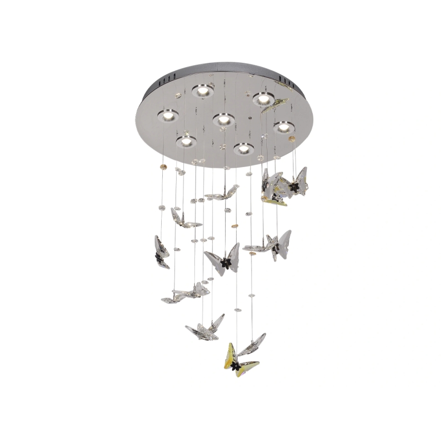 Kryształowa lampa sufitowa LED MURU LED/24W/230V, średnica 40 cm, błyszczący chrom + zdalne sterowanie