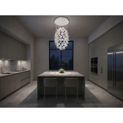 Kryształowa lampa sufitowa SAMOA LED/30W/230V śr. 40 cm chrom błyszczący + pilot zdalnego sterowania