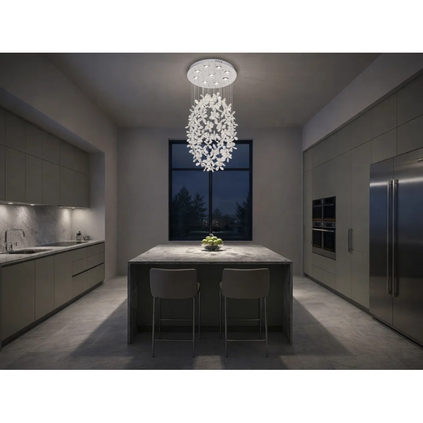 Kryształowa lampa sufitowa SAMOA LED/30W/230V śr. 40 cm chrom błyszczący + pilot zdalnego sterowania