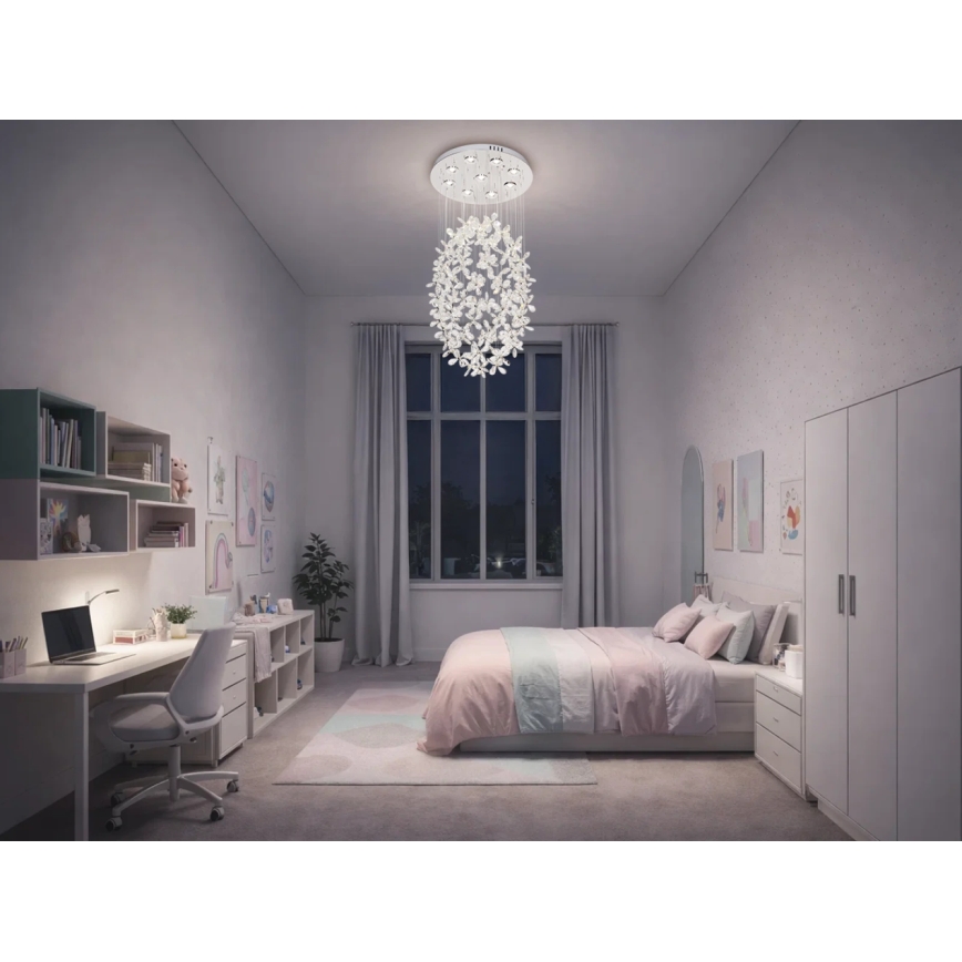 Kryształowa lampa sufitowa SAMOA LED/30W/230V śr. 40 cm chrom błyszczący + pilot zdalnego sterowania