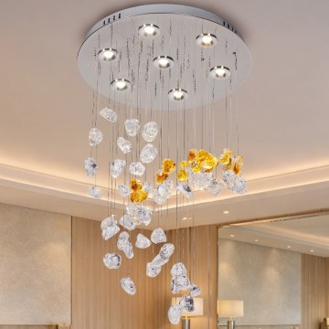 Kryształowy plafon LED AVARA LED/24W/230V, śr. 40 cm, błyszczący chrom + zdalne sterowanie