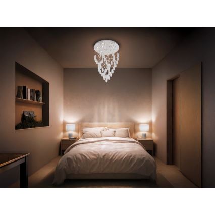 Kryształowa lampa sufitowa LED MAJURO LED/30W/230V śr. 45 cm chrom błyszczący + pilot zdalnego sterowania