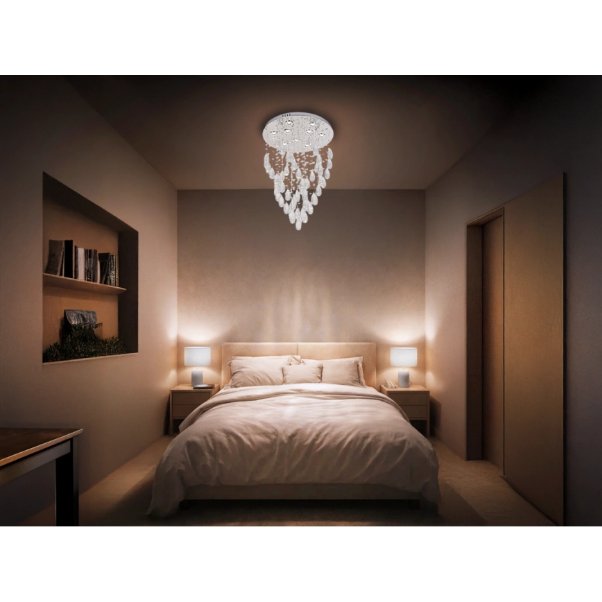 Kryształowa lampa sufitowa LED MAJURO LED/30W/230V śr. 45 cm chrom błyszczący + pilot zdalnego sterowania