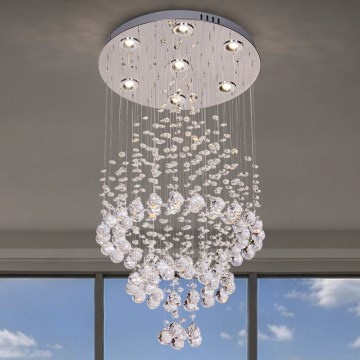 Kryształowy plafon LED NAURU LED/24W/230V śr. 40 cm błyszczący chrom + pilot zdalnego sterowania