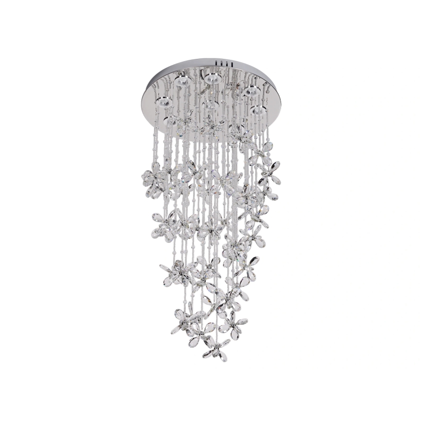 LED kryształowa lampa sufitowa SAMOA LED/30W/230V śr. 40 cm chrom błyszczący + pilot zdalnego sterowania