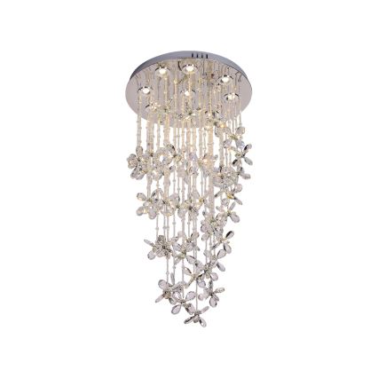 LED kryształowa lampa sufitowa SAMOA LED/30W/230V śr. 40 cm chrom błyszczący + pilot zdalnego sterowania