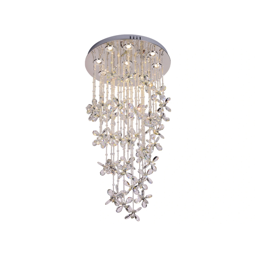 LED kryształowa lampa sufitowa SAMOA LED/30W/230V śr. 40 cm chrom błyszczący + pilot zdalnego sterowania
