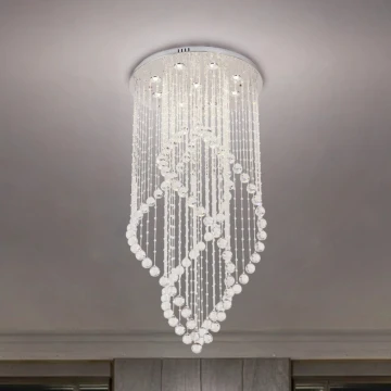 Kryształowy plafon sufitowy LED NAURU LED/30W/230V Ø 60 cm błyszczący chrom + pilot zdalnego sterowania