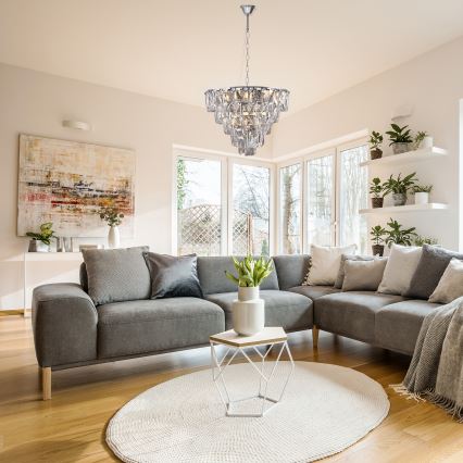 Kryształowy żyrandol na łańcuchu CHELSEA 6xE14/40W/230V