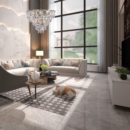 Kryształowy żyrandol na łańcuchu CHELSEA 6xE14/40W/230V