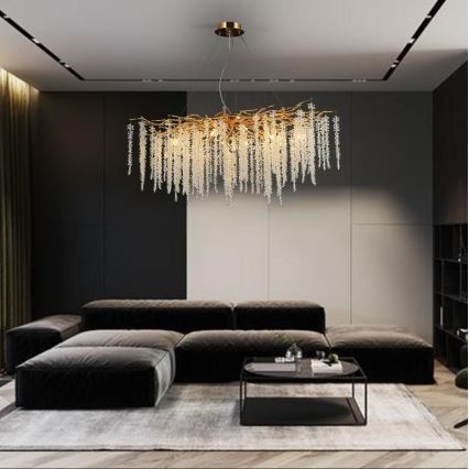 Kryształowy żyrandol na lince 13xG9/40W/230V złoty