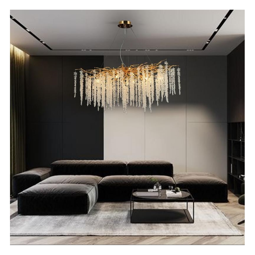 Kryształowy żyrandol na lince 13xG9/40W/230V złoty