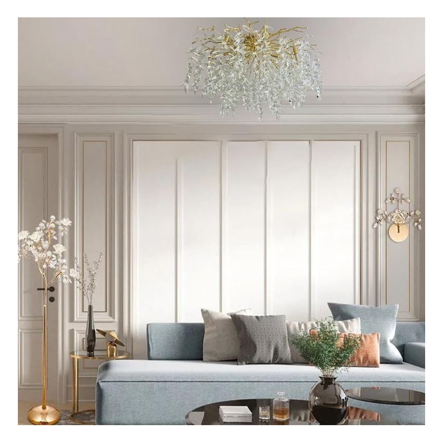 Kryształowy żyrandol natynkowy 12xG9/40W/230V złoty