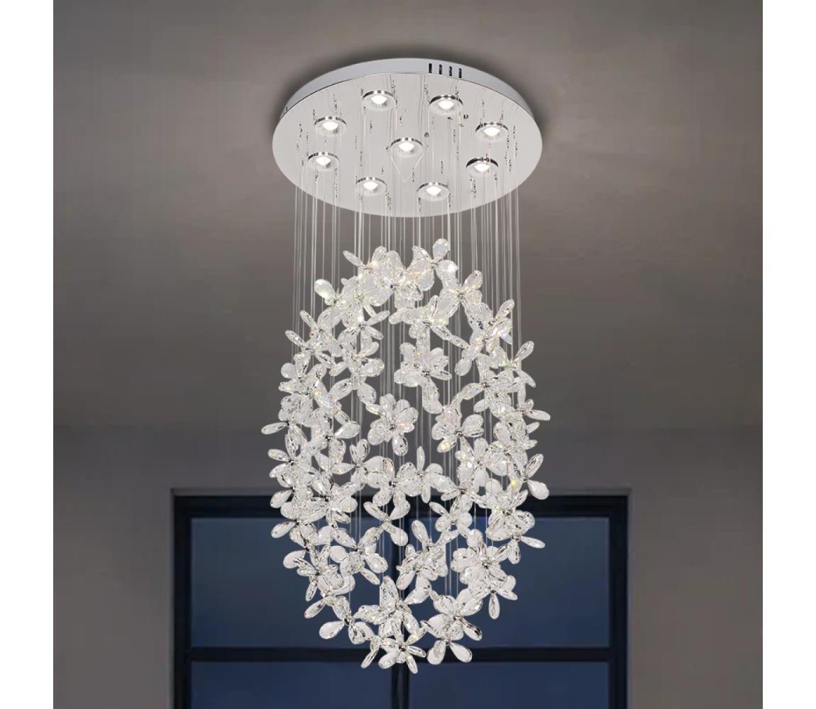 Kryształowa lampa sufitowa SAMOA LED/30W/230V Ø 40 cm błyszczący chrom + pilot