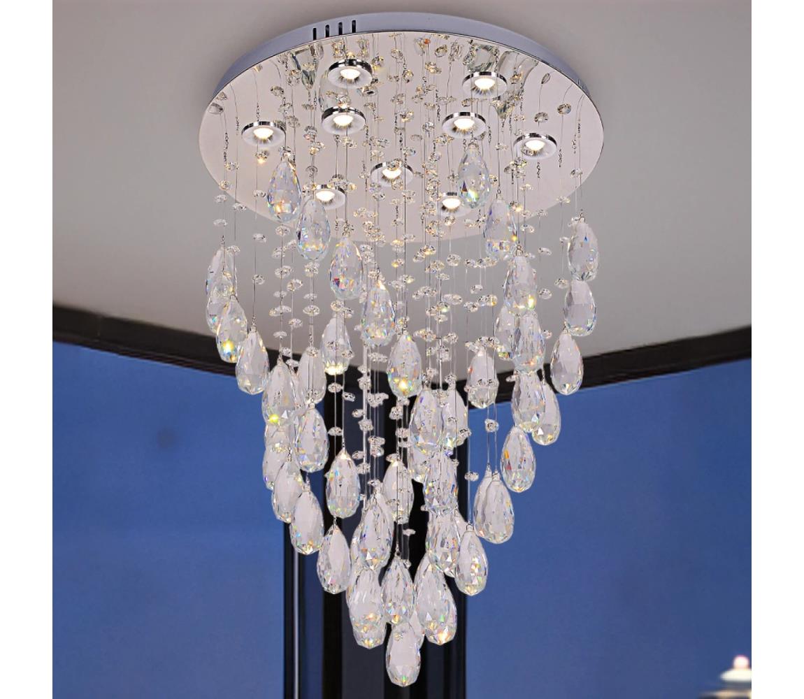 Kryształowy plafon LED MAJURO LED/30W/230V śr. 45 cm błyszczący chrom + pilot