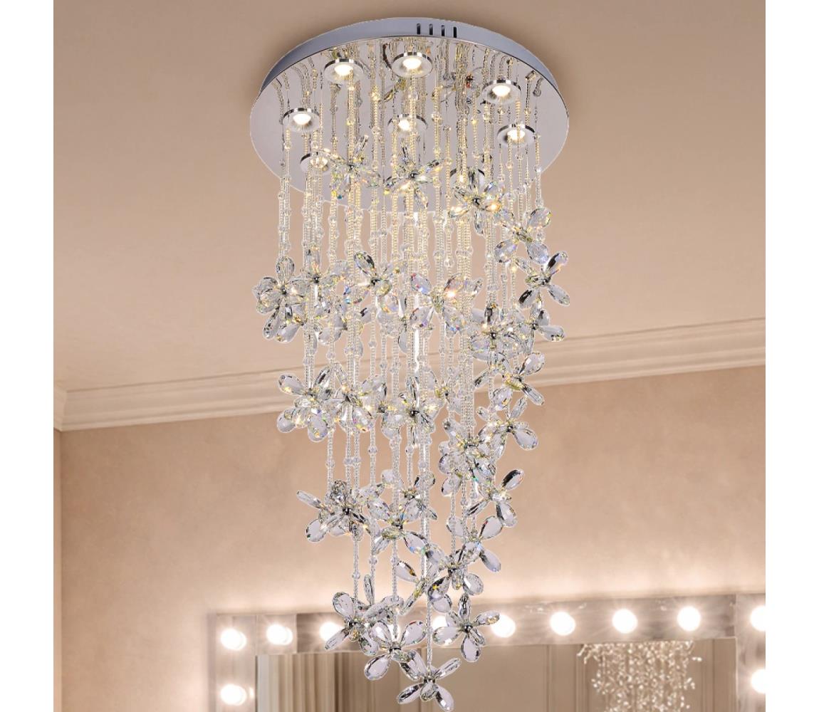 Kryształowy plafon LED SAMOA LED/30W/230V o średnicy 40 cm, chrom błyszczący + pilot