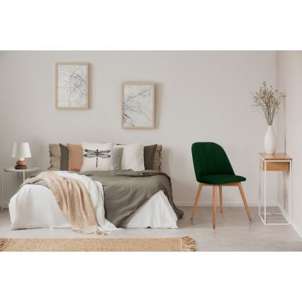 Krzesło jadalniane BAKERI 86x48 cm ciemnozielone/jasny dąb