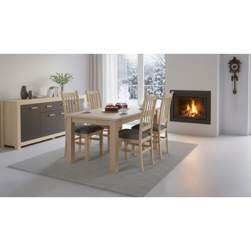 Krzesło do jadalni SIMON, buk/ciemnoszary