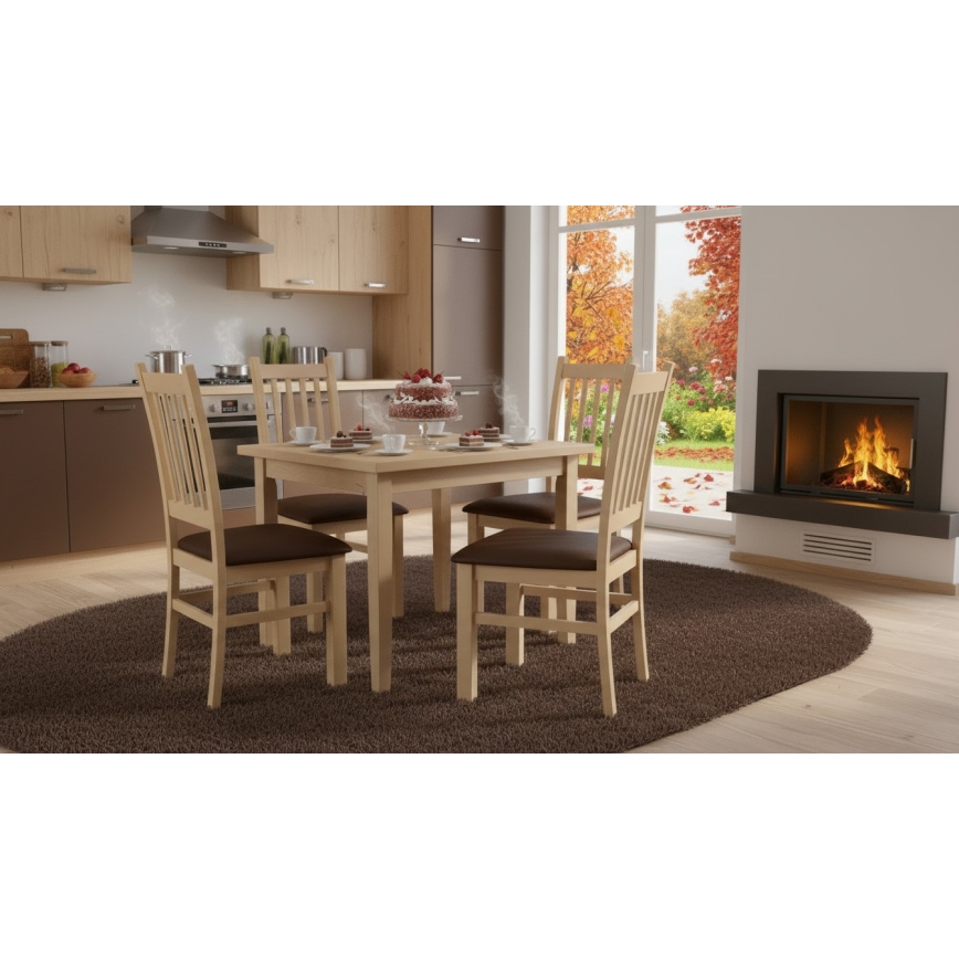 Krzesło do jadalni SIMON buk/ciemny brąz