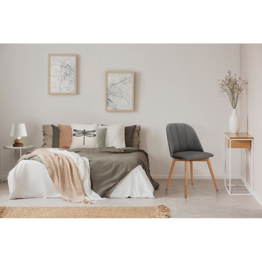 Krzesło jadalniane BAKERI 86x48 cm szare/jasny dąb