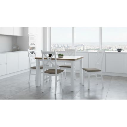 Krzesło jadalniane NATE białe/brązowe