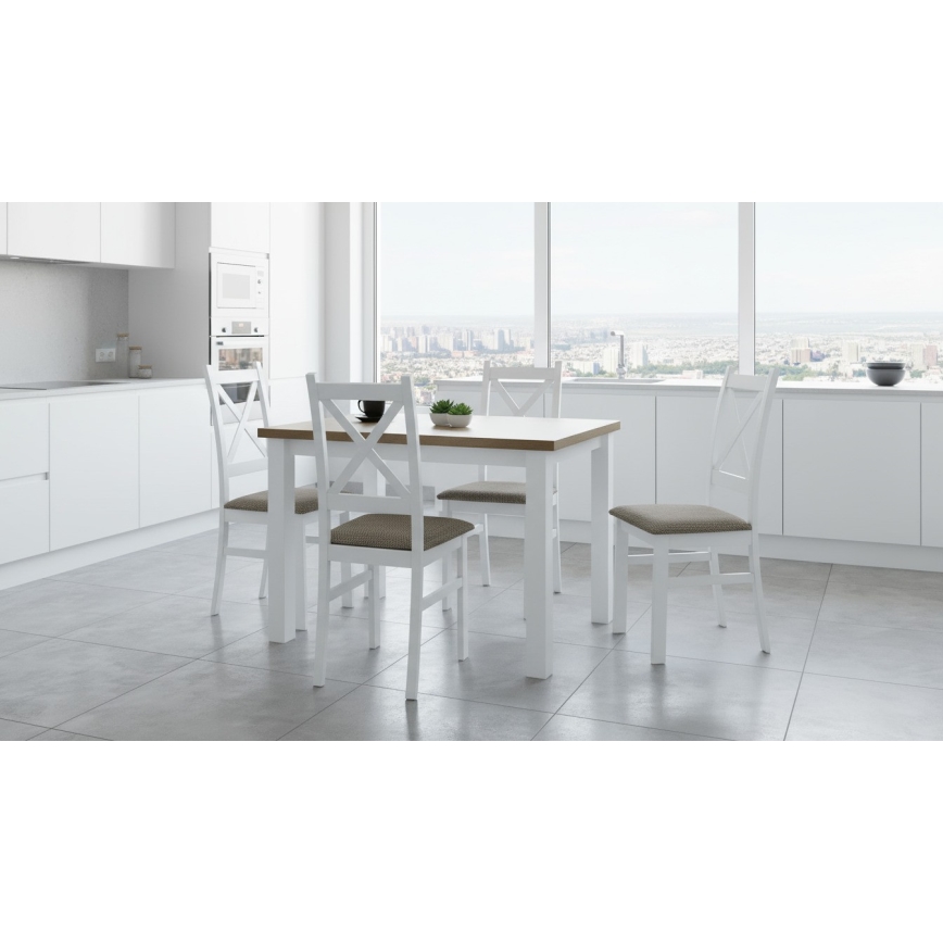 Krzesło jadalniane NATE białe/brązowe