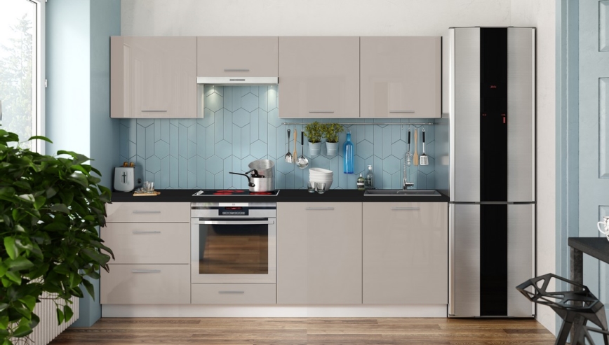 Kuchnia CELESTE 240 cm połysk taupe