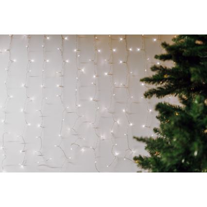 Kurtyna świetlna LED zewnętrzna CURTAIN 480 diod LED / 8,4 W / 230 V / 3x3 m / IP44 / zimne białe światło