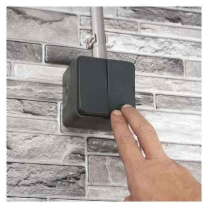 Łącznik domowy 2-przyciskowy schodowy nr 6+6 IP55 antracyt