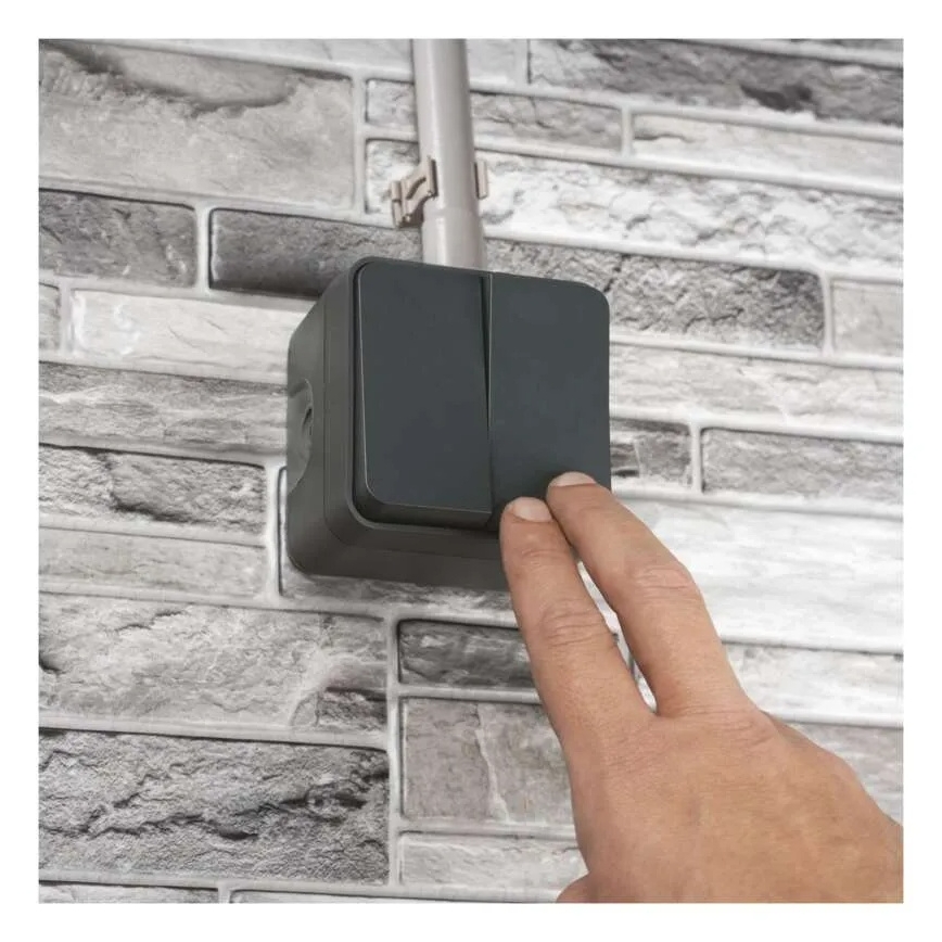 Łącznik domowy 2-przyciskowy schodowy nr 6+6 IP55 antracyt