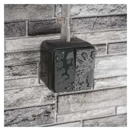 Łącznik domowy 2-przyciskowy schodowy nr 6+6 IP55 antracyt