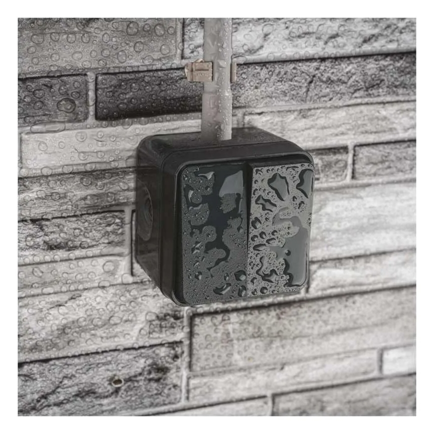 Łącznik domowy 2-przyciskowy schodowy nr 6+6 IP55 antracyt