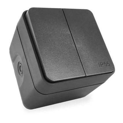 Łącznik domowy 2-przyciskowy schodowy nr 6+6 IP55 antracyt
